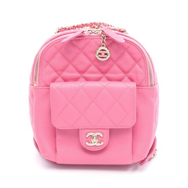 CHANEL Matelasse Rucksack Backpack AS0004 Grained Calfskin leather Pink Used GHW