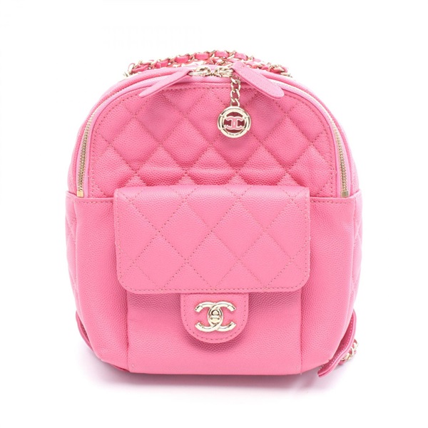 CHANEL Matelasse Rucksack Backpack AS0004 Grained Calfskin leather Pink Used GHW