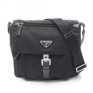 PRADA VELA Shoulder Crossbody Bag BT8994 Nylon leather Black Used Women
