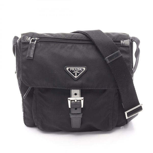 PRADA VELA Shoulder Crossbody Bag BT8994 Nylon leather Black Used Women