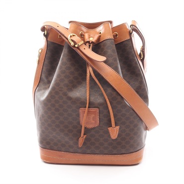 CELINE Shoulder Bag PVC coated canvas leather Brown Used Women