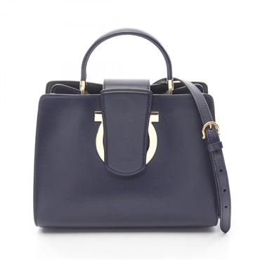 Salvatore Ferragamo Gancini Crossbody Handbag FZ-21G596 leather Navy Used Women