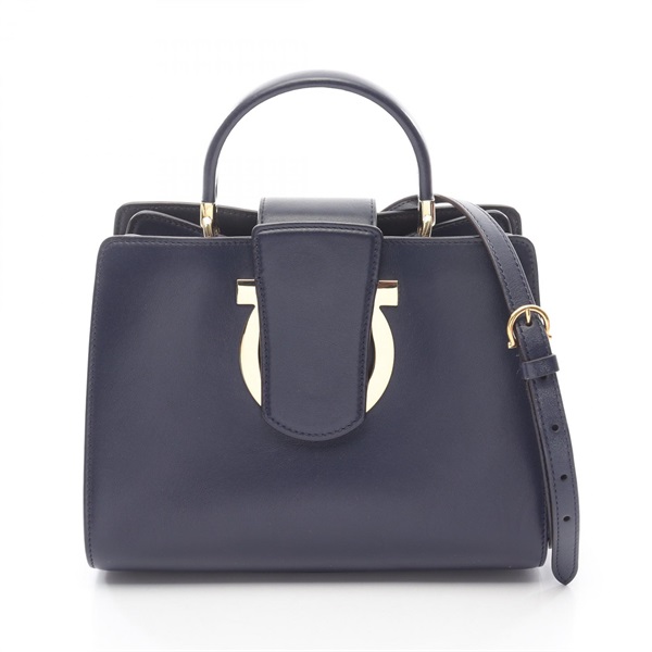 Salvatore Ferragamo Gancini Crossbody Handbag FZ-21G596 leather Navy Used Women