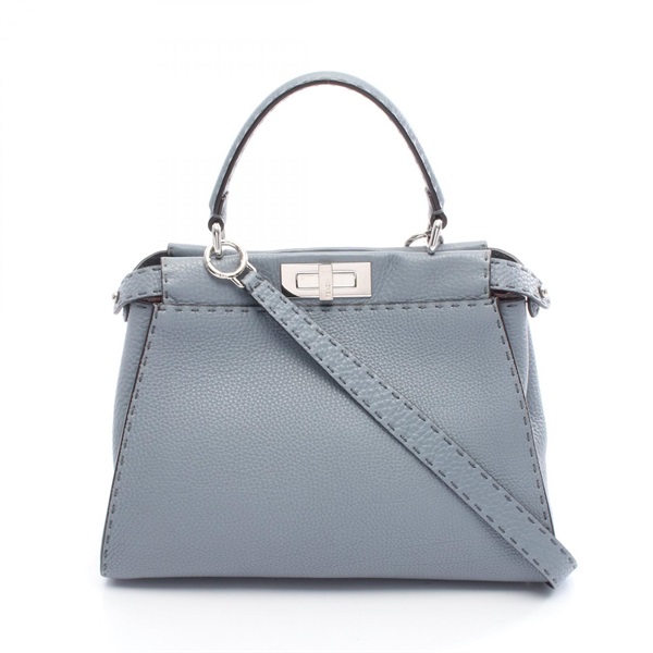 FENDI Peekaboo Regular Selleria Crossbody Handbag 8BN290 leather Blue Used