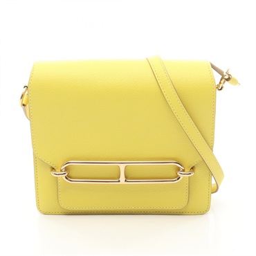 HERMES Roulis Mini Lime Shoulder Bag Evercolor leather Yellow Used Women Y GHW