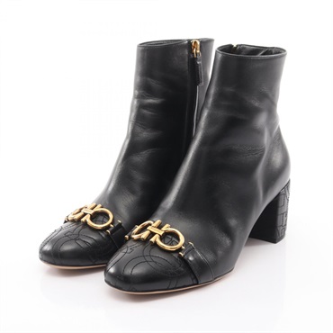 Salvatore Ferragamo Gancini Boots leather Black #7.5D Used Women