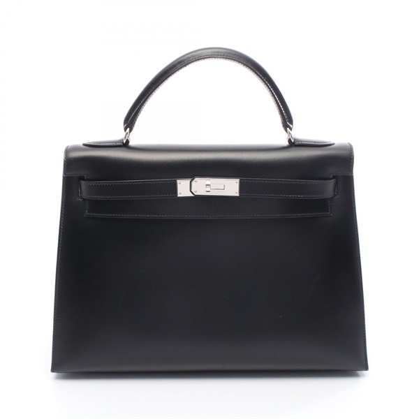 HERMES Kelly 32 Shoulder Crossbody Handbag Box calf leather Black SHW C Used
