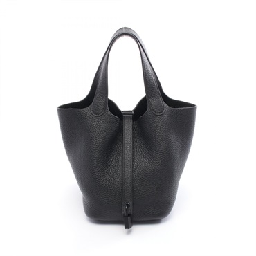 HERMES Picotin Lock PM Tote bucket Handbag Clemence leather Black Used Women Z
