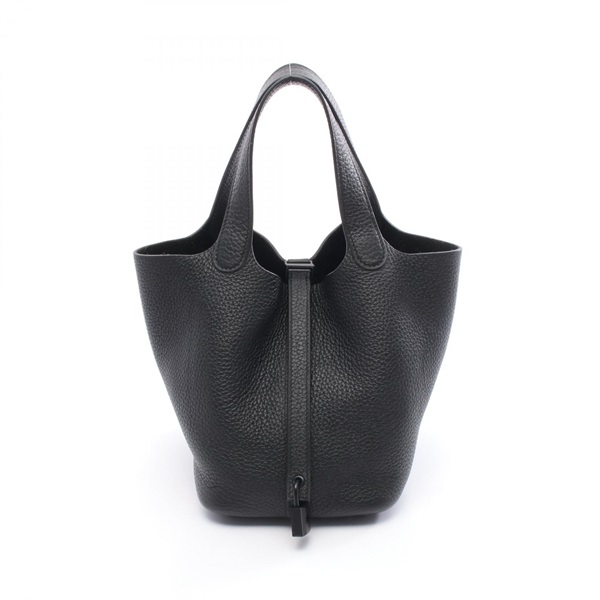HERMES Picotin Lock PM Tote bucket Handbag Clemence leather Black Used Women Z