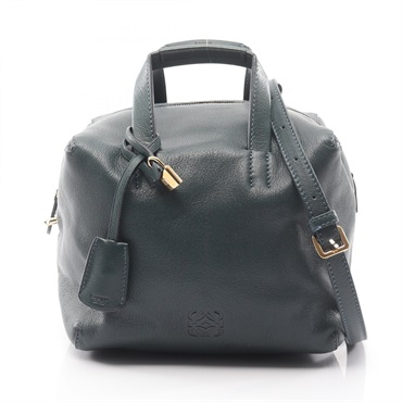 LOEWE ORIGAMI CUBO 2Way Crossbody Shoulder Handbag leather Green Used Women