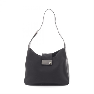 Salvatore Ferragamo Gancini Shoulder Bag 21 0195 canvas leather Black Used Women