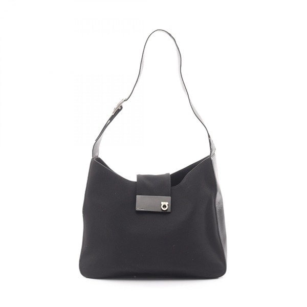 Salvatore Ferragamo Gancini Shoulder Bag 21 0195 canvas leather Black Used Women