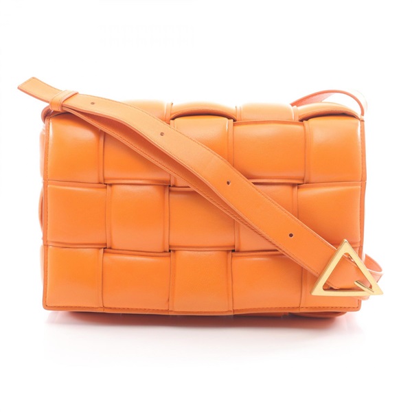 BOTTEGA VENETA Padded Cassette Intrecciato Shoulder crossbody Bag leather Orange