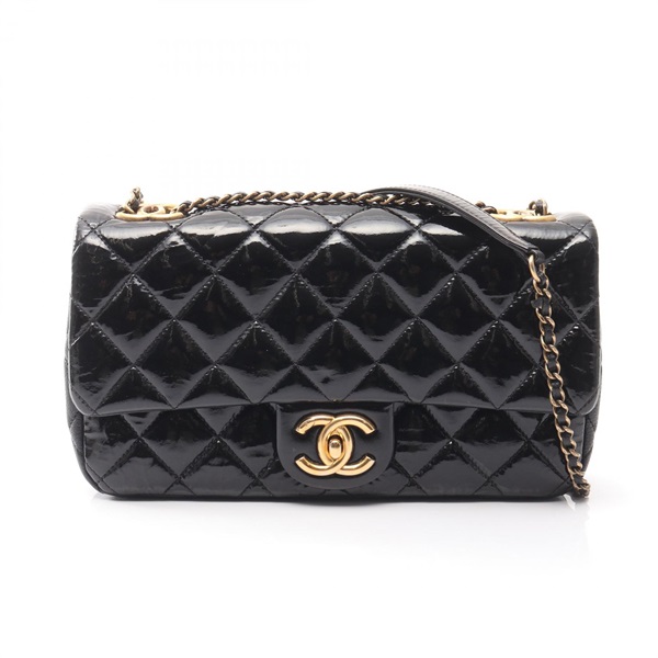 CHANEL Matelasse chain crossbody Shoulder Bag Patent leather  Black Used GHW
