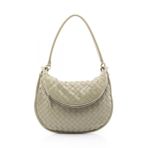 BOTTEGA VENETA Gemelli Intrecciato Shoulder Bag leather Khaki Used Women