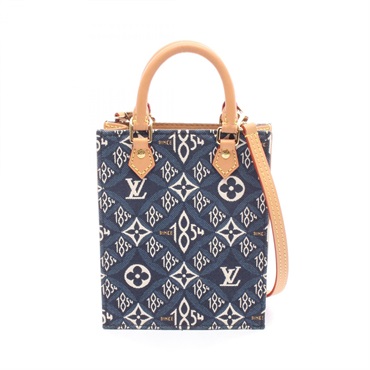 LOUIS VUITTON Petite Sac Plat Shoulder Handbag M80288 Monogram Jacquard Navy LV