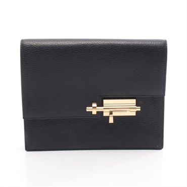 HERMES Verrou Clutch bag Chevre leather Black Used Women GHW C