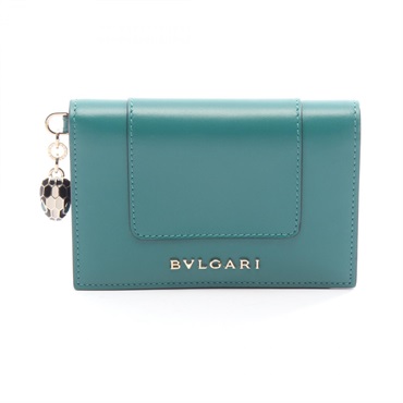 BVLGARI Serpenti Forever Card Case holder leather Green Used Women
