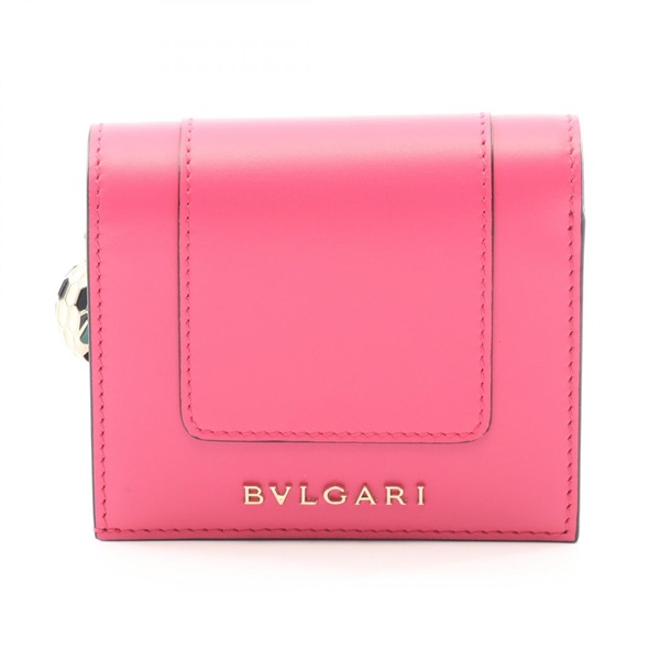 BVLGARI Serpenti Forever Tri-fold wallet leather Pink Used Women Logo