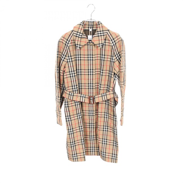BURBERRY Nova Check Stainless collar coat cotton polyester Beige Used Women UK6
