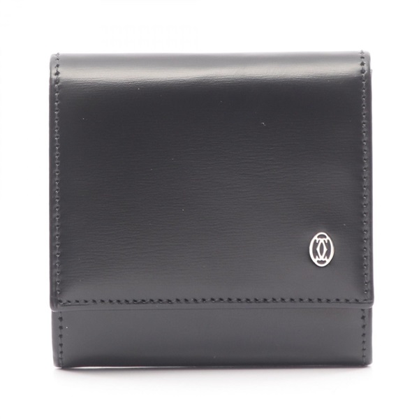 CARTIER Pasha coin purse wallet leather Black Used Women