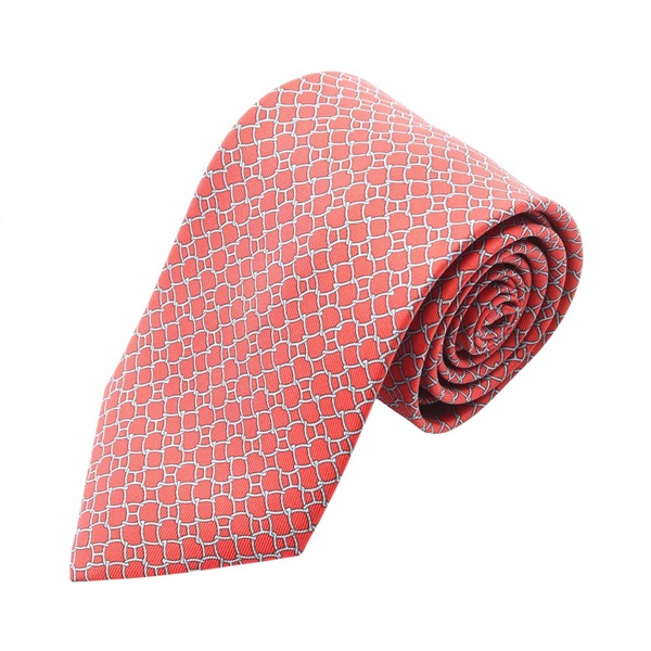 HERMES Tie silk Red Blue Used mens