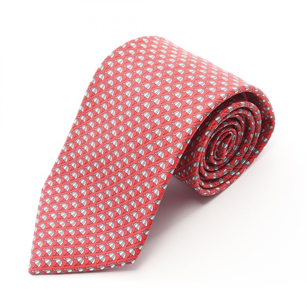 HERMES Tie silk Red Used mens