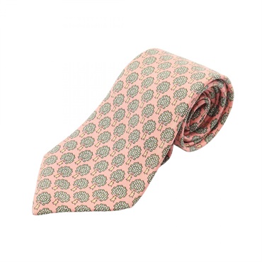 HERMES Tie Cravate 7544SA silk Pink Green Used mens