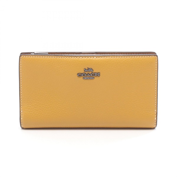 COACH Slim Zip Wallet Bifold purse C8329 leather Brown Used Women