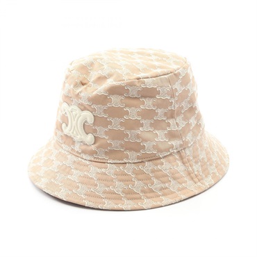 CELINE Triomphe Bucket hat AA0A4234X18PTM cotton Pink NEW Women size M