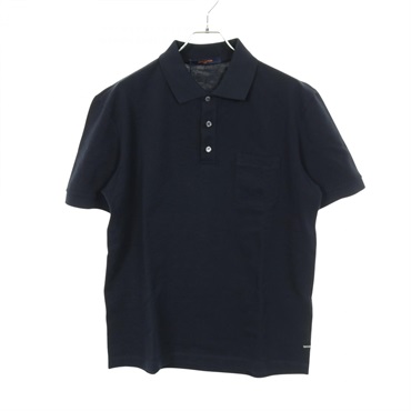 LOUIS VUITTON Damier Polo shirt #L short sleeves RM222Q VHI HJY41W cotton Navy