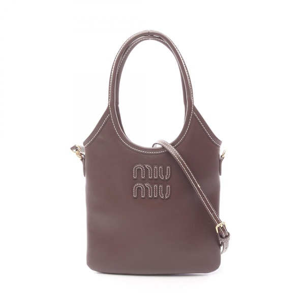 Miu Miu IVY shoulder crossbody Handbag 5BA281 leather Brown Used Women