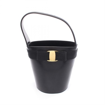 Salvatore Ferragamo Vara ribbon bucket Handbag 214180 leather Black Used Women