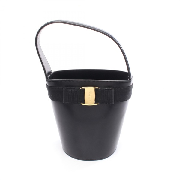 Salvatore Ferragamo Vara ribbon bucket Handbag 214180 leather Black Used Women