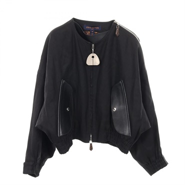 LOUIS VUITTON Zip-up jacket Blouson FGJA48JMV Fabric Leather Black #38 Women