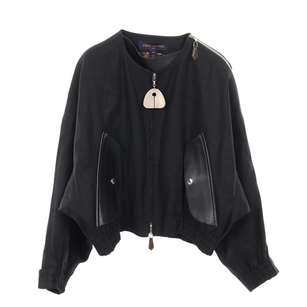 LOUIS VUITTON Zip-up jacket Blouson FGJA48JMV Fabric Leather Black #38 Women