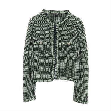 CHANEL COCO Mark Button Knitwear Jacket Tweed cardigan #38 P70487K10067 cashmere