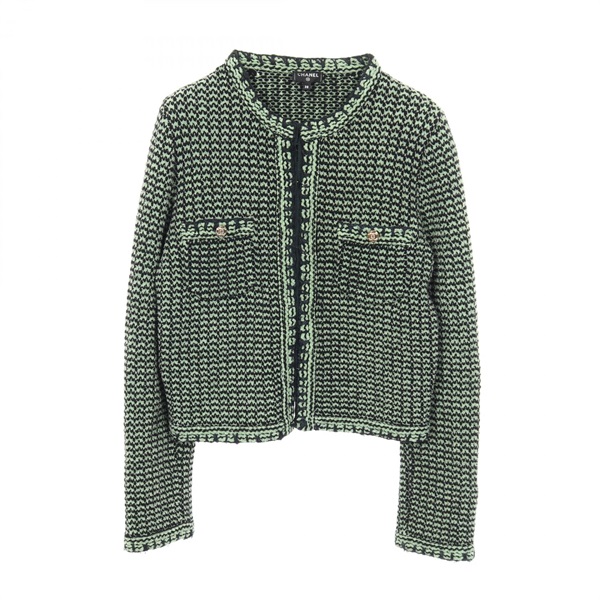 CHANEL COCO Mark Button Knitwear Jacket Tweed cardigan #38 P70487K10067 cashmere