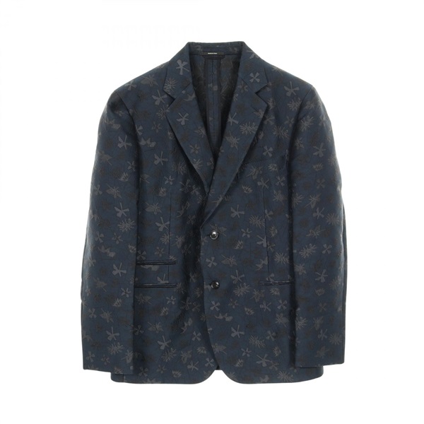 HERMES tailored Jacket silk polyester Navy Used mens size 52