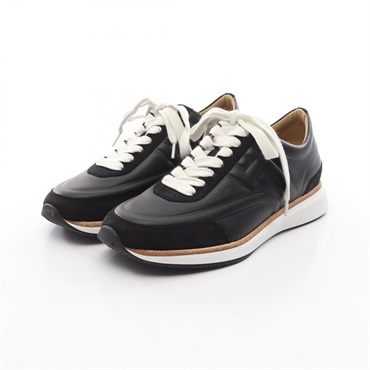 HERMES Easy sneakers shoes #40 1/2 leather Black Women