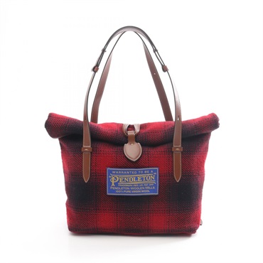 Maison Margiela 11 Paper M Shoulder Tote Handbag wool leather Red Black Used