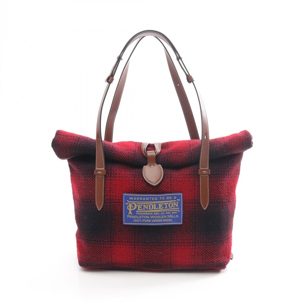 Maison Margiela 11 Paper M Shoulder Tote Handbag wool leather Red Black Used