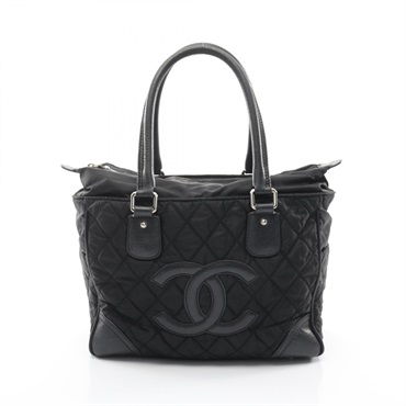CHANEL Paris New York Line Hand Tote Bag A33100 Nylon leather Black Used SHW CC