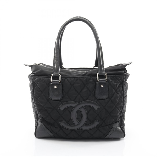 CHANEL Paris New York Line Hand Tote Bag A33100 Nylon leather Black Used SHW CC
