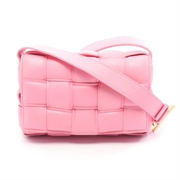 BOTTEGA VENETA Padded Cassette Intrecciato Shoulder crossbody Bag leather Pink
