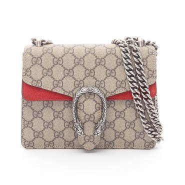 GUCCI Dionysus GG Supreme Chain Shoulder Handbag 421970 canvas Suede Beige Used