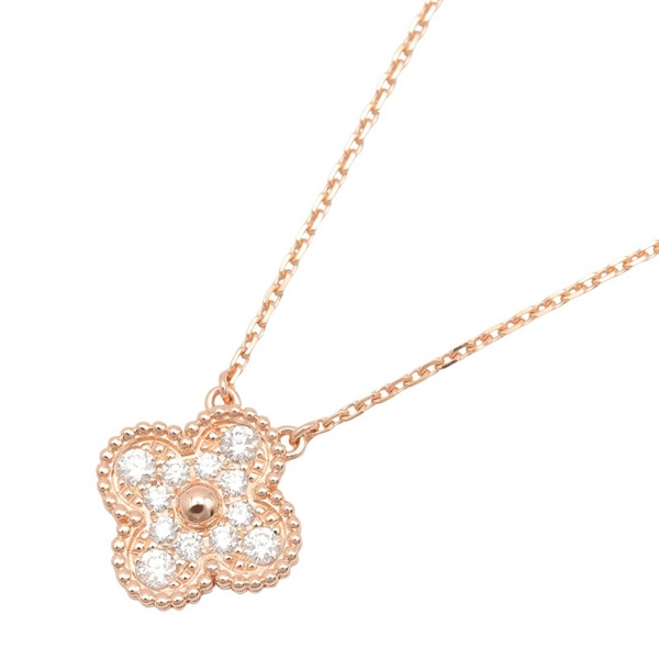 Van Cleef & Arpels Vintage Alhambra Diamond Necklace 18KPG Gold Used Pendant