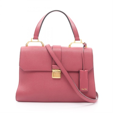 Miu Miu MADRAS Shoulder Crossbody Handbag leather Dark Pink Brown Used Women