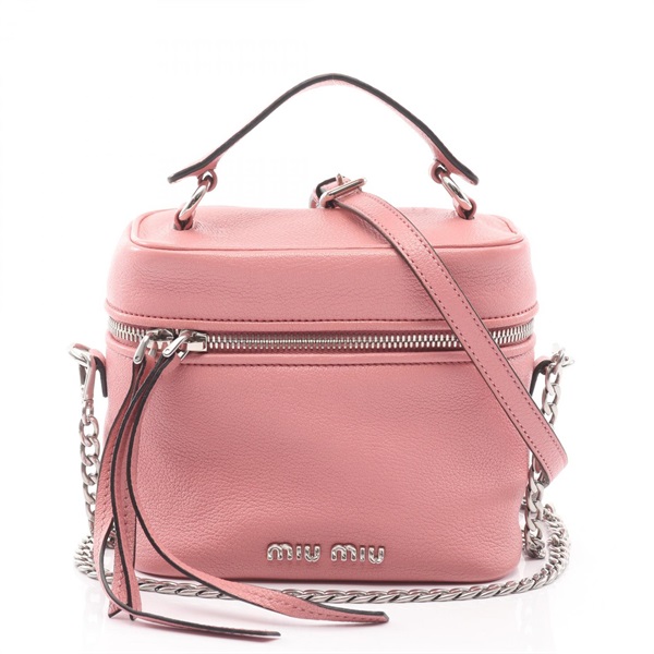 Miu Miu Chain Shoulder Crossbody Vanity Handbag leather Pink Used Women