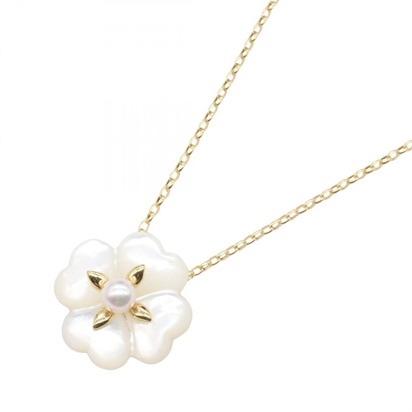 MIKIMOTO Pearl/Shell Necklace 18KYG Yellow Gold White Used Women 39㎝